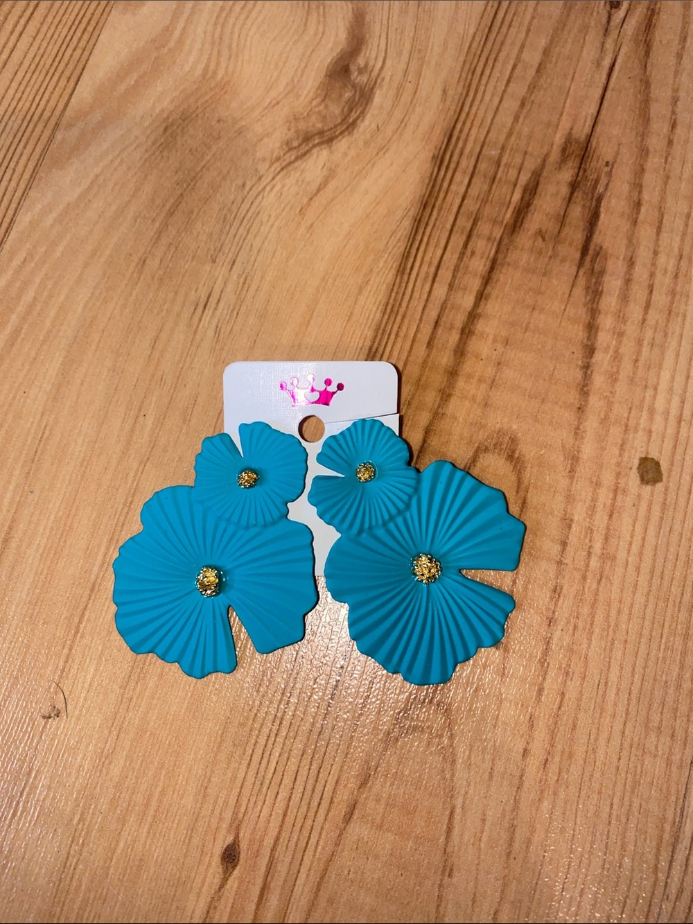 Teal Floral Statement Earrings